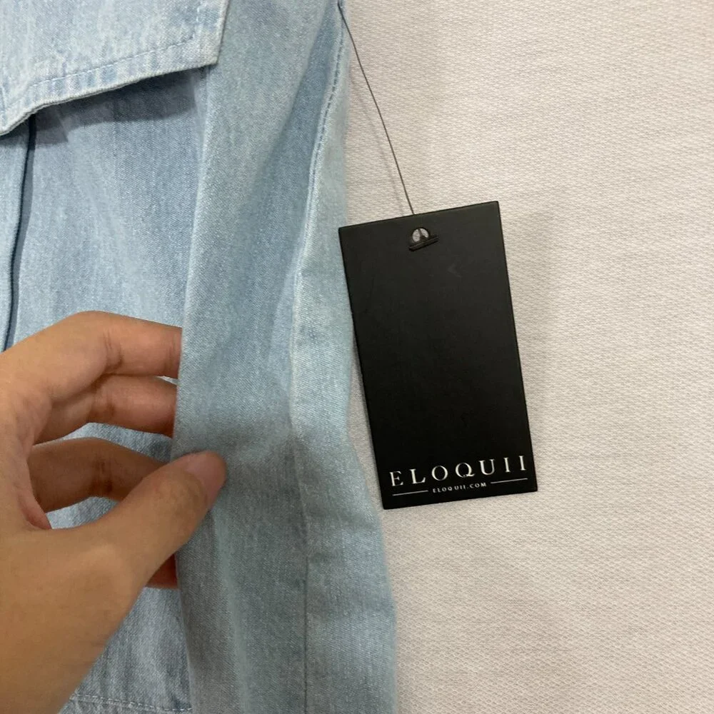 New Eloquii Light Blue Cargo Belted Back‎ Zip Mini Skirt size 16 Festival